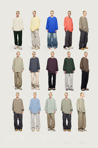 100% coton Jersey pull T-Shirts 305gsm à manches longues surdimensionné haute qualité broderie impression T-shirt pour hommes - Product Image 3