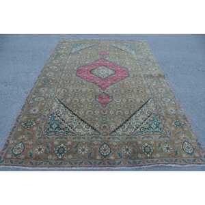 Turkish Vintage Large Rug 6.2x9.5 ft, <b>Brown</b> <b>Wool</b> Rug - Product Image 1