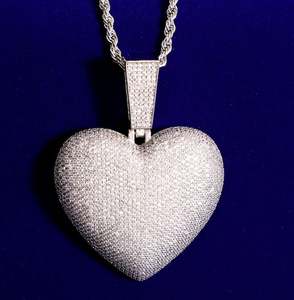 Iced Big Heart Micro Pendentif Collier Femme Fête Hip Hop Bling Bijoux Cadeaux D'anniversaire Moissanite Pendentifs Charmes - Product Image 3