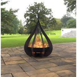 Oversized round metal <b>fire</b> <b>pit</b> with high temperature resistant finished offering superior heat output for outdoor spaces - Product Image 3