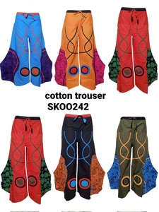 Women's Fashionable Acid Wash Cotton Breathable Eco-Friendly Elastic Waist Hip Hop Style Patchwork <b>Rainbow</b> Summer Trouser - Product Image 2