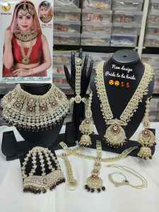 LATEST TRADITIONAL FASHIONABLE ANTIQUE DESIGNER BRIDAL <b>JEWELLERY</b> WITH GOLD PLATED & CZ BRIDEL <b>WEDDING</b> NECKLES <b>SET</b> <b>for</b> WOMEN. - Product Image 5