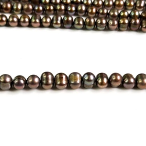 Perles de culture d'eau douce rondes de couleur chocolat brun, de haute qualité, 8-9 mm, perles de culture de forme pomme de terre, perles naturelles, collier de 15 pouces - Product Image 6