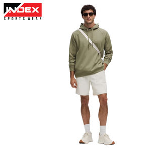 Hombres personalizado de dos piezas sólido elástico cintura francés Terry algodón Oversize Sudadera con capucha y pantalones cortos conjuntos de secado rápido de peso medio - Product Image 4