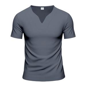 T-shirt en coton pur, fil épais, col rond, manches courtes, trois aiguilles, demi-manches, t-shirts pour hommes - Product Image 5