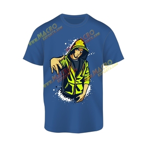 T-shirt en coton 100% bleu marine à col rond, confortable, longueur régulière, élégant, manches courtes, logo personnalisé imprimé, vente en gros OEM - Product Image 3