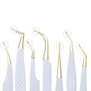 Pinzas de extensión de pestañas de acero inoxidable impresas con logotipo personalizado hecho en Pakistán para pestañas de Punta curva - Product Image 4
