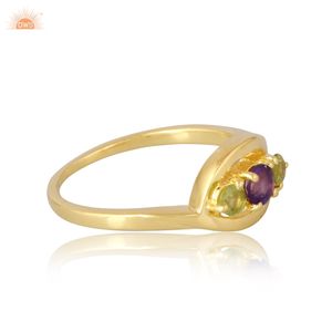 Natuarl Amethyst and Peridot Gemstone Designer Ring Jewelry Manufacturer - Product Image 3