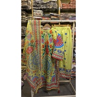 Conjunto de Traje de 3 Piezas para Mujer, Talla Grande, Largo, 100% Algodón Chifón Transpirable, SL00252