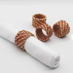 Anillos de Servilleta Tejidos de Ratán 100% Natural, Juego Redondo Hecho a Mano en Vietnam, Decoración para Fiestas y Bodas - Product Image 3