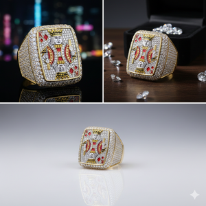 Bague de jeu de cartes de roi moderne personnalisée, diamant CZ, sertie de pierres, bijoux pour homme, OEM - Product Image 4