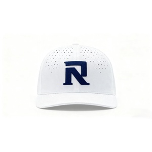 Casquette de course blanche à profil bas, imperméable à l'eau, avec trou découpé au laser, broderie de logo, patch en caoutchouc, chapeaux de golf personnalisés en polyester pour hommes - Product Image 1