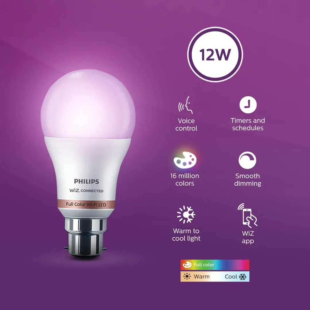 Lâmpada LED 12W COLOR COMPLETA WiFi E27 para Vida, Quarto, Escritório em Casa e Estudo Lâmpada Led Interior a Preço de Atacado