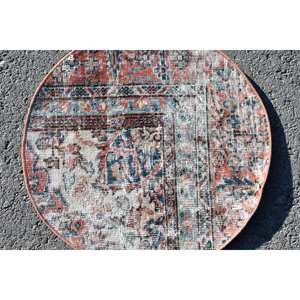 Alfombra de área de lana tejida plana de gran tamaño de 19x19 pies turca Vintage diseño de retazos rojo azul para decoraciones de pasillo de sala de estar de látex - Product Image 5