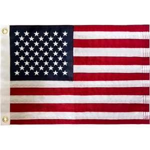 Drapeau américain 12x18 pouces, fabriqué aux États-Unis, brodé, 50 étoiles, fanion nautique, petit bateau, polyester, 2 attaches en laiton robustes - Product Image 5