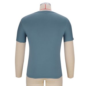 T-shirt à manches courtes en pur coton à col rond épais, ample, couleur unie, blanc, bas pour hommes et femmes, couleur unie - Product Image 2