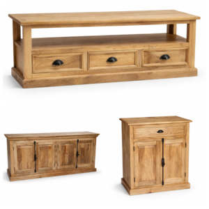 Armoire d'entrée en bois de manguier massif, style rustique moderne, rangement, tiroir, fabrication artisanale, écologique, meubles de salon, hôtel - Product Image 2