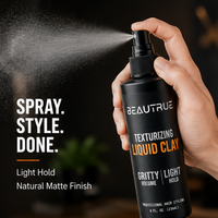 Produits de coiffure OEM, argile liquide pour cheveux, spray d'argile coiffante pour hommes, fini mat, tenue légère, texture volumineuse, aspect naturel