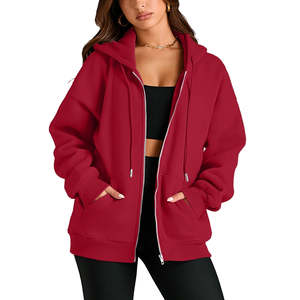 Sweat à capuche pour femme Full Zip up Drop-Shoulder Respirant Anti-rides Hoodies pour la saison d'hiver avec poche - Product Image 3