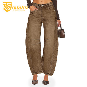 Pantalones cargo de cintura alta para mujer Vaqueros de cintura alta elegantes - Product Image 1