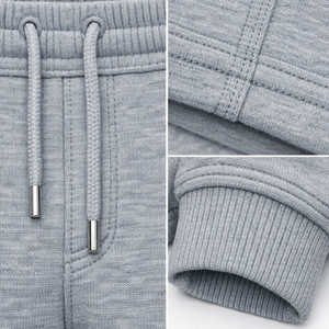 Conjunto Deportivo con Capucha para Hombre en Color Gris con Bloques de Color y Logotipo Frontal, Sudadera y Pantalones Largos Casuales, Transpirables y de Corte Regular - Product Image 6
