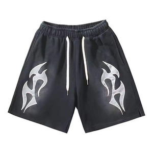 Pantalones cortos de algodón de alta calidad de peso pesado Puff estampado Streetwear pantalones cortos casuales pantalones de chándal para hombres pantalones cortos Unisex deporte - Product Image 3