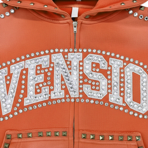 Premium Quality Custom Zip Rhinestone Heavyweight Cotton French Terry Acid Stone Washed Vintage Autumn Streetwear Eco-Friendly - Product Image 4
