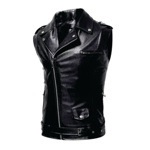 Classic Casual Cowhide Leather Vest <b>Mens</b> <b>Waistcoat</b> - Product Image 5
