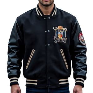 Chaqueta Varsity de Béisbol Bordada de Alta Calidad Personalizada para Hombre, Chaqueta Varsity de Cuero de Manga Larga Personalizada para Hombre - Product Image 2