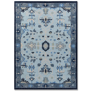 Tapis en laine bleue bédouine, tissage plat, jacquard, à poils coupés, PVC, pour extérieur, maison, exercice et prière, lavable - Adwl-23008 - Product Image 1
