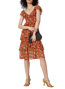 Robe à fleurs orange au design unique pour femmes avec des couleurs personnalisées, parfaite pour l'été et les sorties à la plage, disponible à la vente depuis l'Inde - Product Image 2