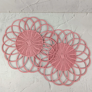 Tienphong 2024, venta al por mayor, Mantel Individual de flor de ratán Rosa tejido a mano, Decoración de mesa Bohemia decorativa, acento ecológico para el hogar - Product Image 1