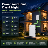 Batterie solaire divisée LiFePO4 haute sécurité CFE-WL-16 16kWh 51.2V 314Ah avec communication CAN pour stockage d'énergie résidentiel hybride sur réseau