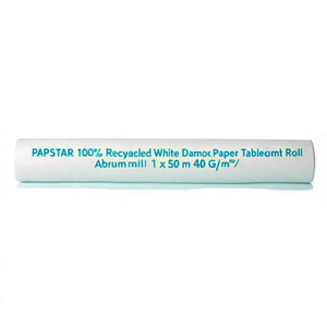 Papel de Damasco Blanco 100% Reciclado PAPSTAR, Rollo de 1 x 50 m, 40 g/m² - Product Image 2