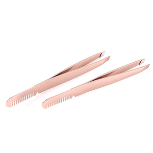 High Quality Lightweight Anti-static Slanted Tip Stainless Steel Gold Comb <b>Eyebrow</b> <b>Tweezers</b> - Product Image 4