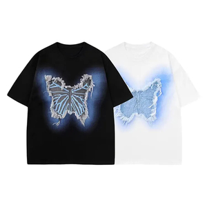 Stock a granel mezcla ropa impresión OEM al por mayor clásico de talla grande hombres algodón camisetas Logo Chenille bordado camisetas - Product Image 2