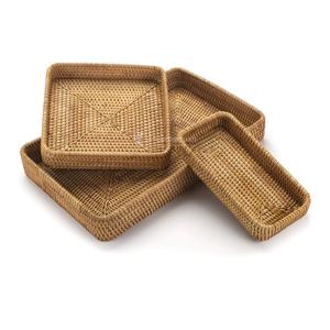Cesta de Frutas de Ratán Natural, Juego de Bandeja Rectangular Tejida para Pan, Vajilla Hecha a Mano de Lujo para Decoración de Restaurantes y Cafeterías - Product Image 1