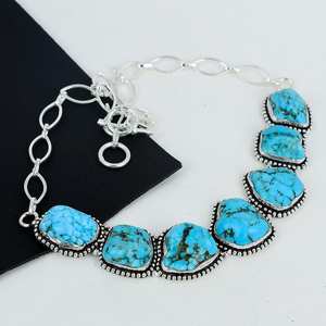 Blue Trumble Turquoise Necklace In Sterling Silver Handmade <b>Crystal</b> <b>Jewelry</b> December Birthstone Gift For Women - Product Image 3