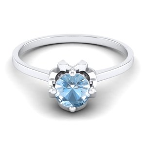 Reyes แหวนหมั้นเพชรทองคำขาว14K สำหรับผู้หญิงแฟชั่น0.84กะรัตพลอยอะความารีนเครื่องประดับชั้นดี - Product Image 2