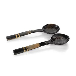 Nordic Vintage Style Buffalos Horn Salad Server Set Natural Handmade Cutlery for Kitchen Use Includes <b>Spoon</b> Fork for <b>Table</b> Decor - Product Image 6