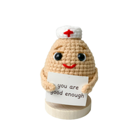 Poupée infirmière en crochet artisanale mignonne avec message positif, jouet en peluche JNC Macramé Vietnam Coton Polyester personnalisable pour