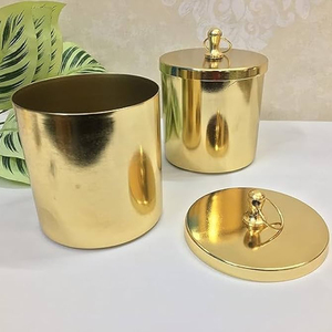 โหลเทียนทรงกลมพร้อมฝาปิดสีทอง8ออนซ์10ออนซ์12ออนซ์ภาชนะโลหะหรูหราพร้อมฝาปิดมีเอกลักษณ์ทำจากทองเหลืองพร้อมฝาปิด - Product Image 6