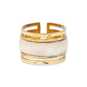 CUCOCUCA YXQ R96 Bague en acier inoxydable avec pierre nacre, magnifique bague au design intemporel pour un usage quotidien, expédition en 48h pour l'UE - Product Image 1
