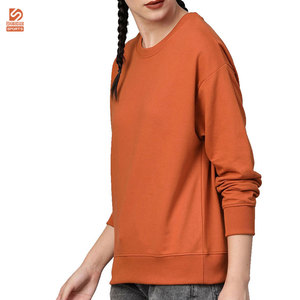 เสื้อสเวตเชิ้ตผู้หญิงแบบสั่งทำพิเศษสำหรับฤดูหนาว ผ้าแคนวาสคอตตอน 100% โลโก้ด้านหน้า สีพื้นเรียบง่าย คอกลม สวมใส่สบาย สีและขนาดตามสั่ง - Product Image 2