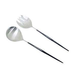 Juego de cucharas de servidor de ensalada de acero inoxidable, estilo de imagen personalizado Simple para vacaciones familiares, regalos de inauguración de la casa, servicio de cocina - Product Image 1