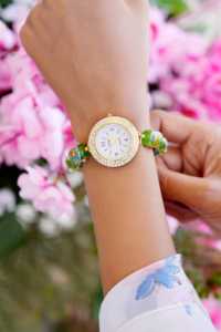 Indian Handpainted Green Peacock Design Wrist <b>Watch</b> Luxury Quartz Timepiece with Elegant Peacock Design For Women & Girls - Product Image 3