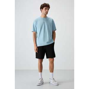 Light Blue 100% Cotton <b>Jersey</b> T-Shirt for Men Thick Textured Oversize Fit Printed Design-88364 - Product Image 3