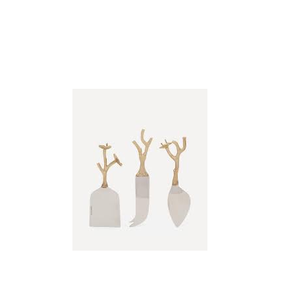 Juego de 3 cuchillos para queso con mango de latón, Mini cuchillo para mantequilla, tenedor, herramienta de queso de acero inoxidable, gran oferta - Product Image 4