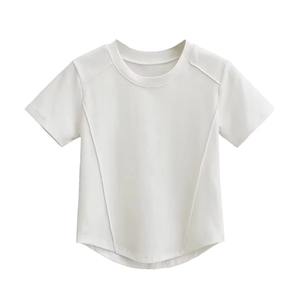 Jersey transpirable Curvy Hem Color sólido logotipo personalizado 100% algodón cuello redondo manga corta al por mayor camiseta de mujer de alta calidad - Product Image 4