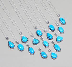 Collar con colgante de turquesa de Plata de Ley 925 hecho a mano, joyería chapada en oro para mujer, piedra preciosa turquesa teñida - Product Image 2